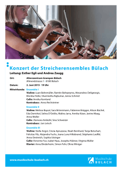 Konzert der Streicherensembles Bülach Leitung: Esther Egli und