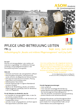 Infoblatt Pflege und Betreuung leiten 2015-2016