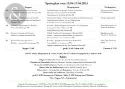 Speiseplan vom 13.04-17.04.2015