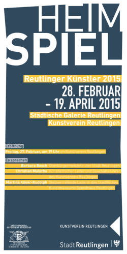 Karte: Heimspiel. Reutlinger Künstler 2015