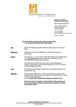Preise der Sektion Angewandte Endokrinologie 2015 für