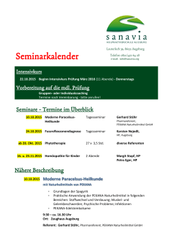Aktueller Seminarkalender - Sanavia. Heilpraktikerschule Augsburg