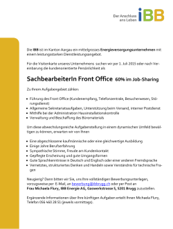 SachbearbeiterIn Front Office 60% im Job-Sharing