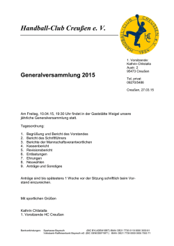 Handball-Club Creu&szlig;en e. V. Generalversammlung 2015