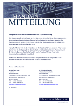 Hengeler Mueller ber&auml;t Commerzbank bei Kapitalerh&ouml;hung