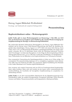Herzog August Bibliothek Wolfenb&uuml;ttel Pressemitteilung