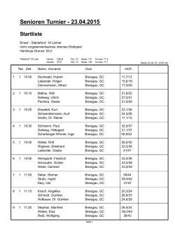 Senioren Turnier - 23.04.2015 Startliste