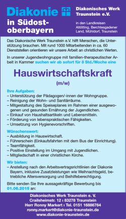 Hauswirtschaftskraft - Diakonisches Werk Traunstein
