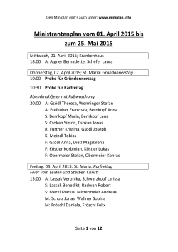 Ministrantenplan vom 01. April 2015 bis zum 25. Mai 2015