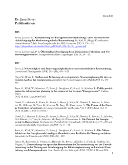 Dr. Jana Bovet Publikationen