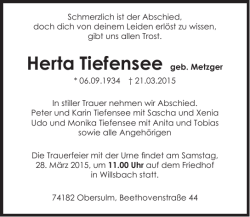 Herta Tiefensee geb. Metzger