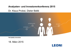 Analysten- und Investorenkonferenz 2015 Dr. Klaus Probst