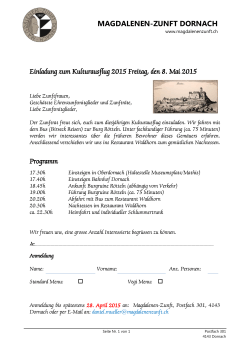 Kulturausflug 2015 - Magdalenen Zunft Dornach