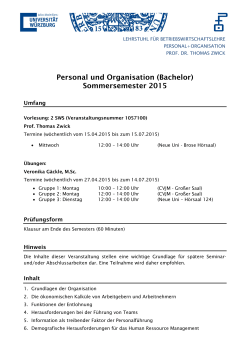 Personal und Organisation (Bachelor) Sommersemester 2015