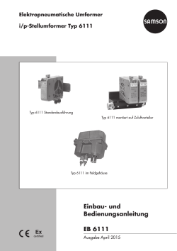 Einbau- und Bedienungsanleitung EB 6111