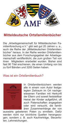 Faltblatt zu den Mitteldeutschen Ortsfamilienbüchern