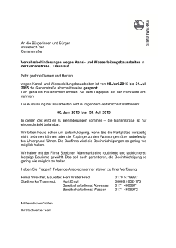 Anlieger Info Gartenstraße 2015