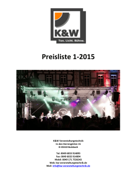 Preisliste 1-2015 - K&W Veranstaltungstechnik