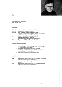 Dipl.-Ing. Joachim Achenbach Freier Architekt BDA Biographie 1983
