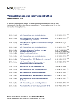 Veranstaltungen des International Office - Hochschule Neu-Ulm