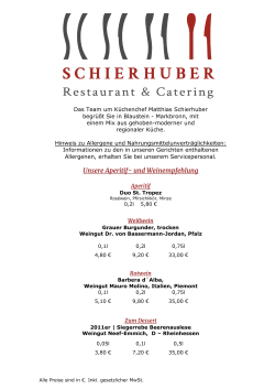 Speisekarte - Schierhuber Restaurant & Catering