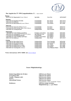 Das Angebot des TV 1994 Langenlonsheim e.V.: Stand: 23.03.2015