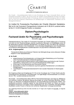 Diplom-Psychologe/in oder Facharzt/