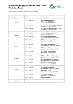 Hallenbelegungsplan Winter 2014 / 2015