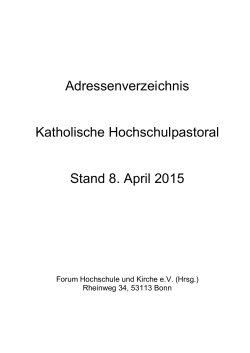 Adressenverzeichnis Katholische Hochschulpastoral