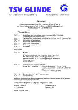 Einladung - T.S.V. Glinde von 1930 e.V.