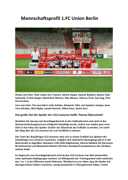 Mannschaftsprofil 1.FC Union Berlin - Finow-Cup