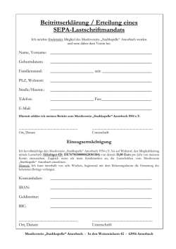 Beitrittserklärung / Erteilung eines SEPA