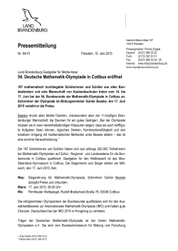 PM-54. Deutsche Mathematik-Olympiade in Cottbus eröffnet