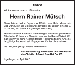 Herrn Rainer Mütsch