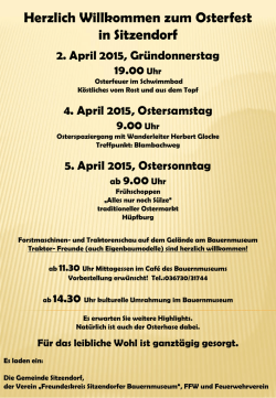 Herzlich Willkommen zum Osterfest 2015 in Sitzendorf