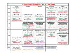 Lehrveranstaltungen I V K   SS 2015