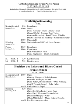 Gottesdienstordnung 31.05. - Pfarrei St.Michael in Paring