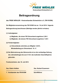 Beitragsordnung Freie Wähler Kreisverband Schweinfurt e.V.