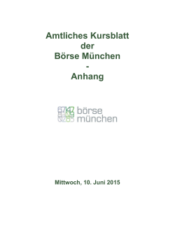 Amtliches Kursblatt der Börse München - Anhang