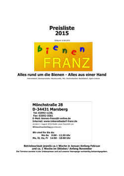 Preisliste 2015