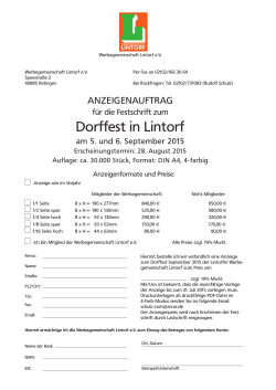 Anzeigenauftrag für die Festschrift zum Dorffest