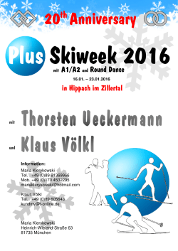 Flyer der Plus Skiwoche 2016 im Zillertal - Klaus