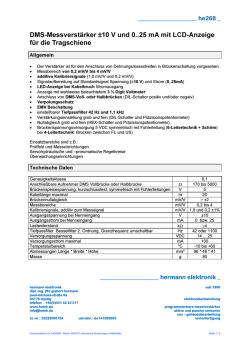 DMS-Messverst&auml;rker &plusmn;10 V und 0..25 mA mit LCD