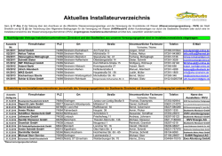 Installateurverzeichnis der Stadtwerke Sinsheim Stand 12.05.2015