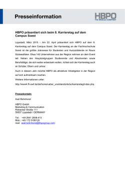 HBPO pr&auml;sentiert sich beim 8. Karrieretag auf dem Campus Soest