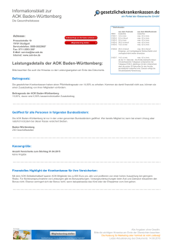 Informationsblatt zur AOK Baden-Württemberg
