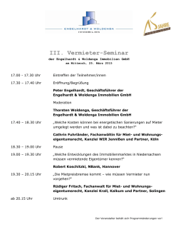 III. Vermieter-Seminar - Engelhardt & Woldenga