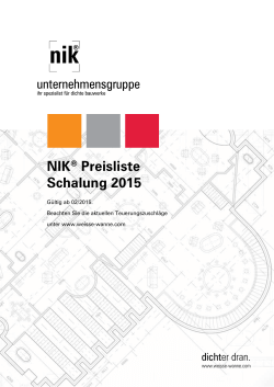 NIK® Preisliste Schalung 2015 - weisse