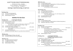 GOTTESDIENSTORDNUNG Kollekte f&uuml;r den Dom