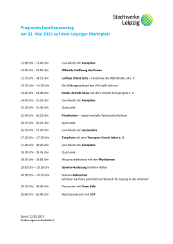 Programm Familiensonntag am 31. Mai 2015 auf dem Leipziger